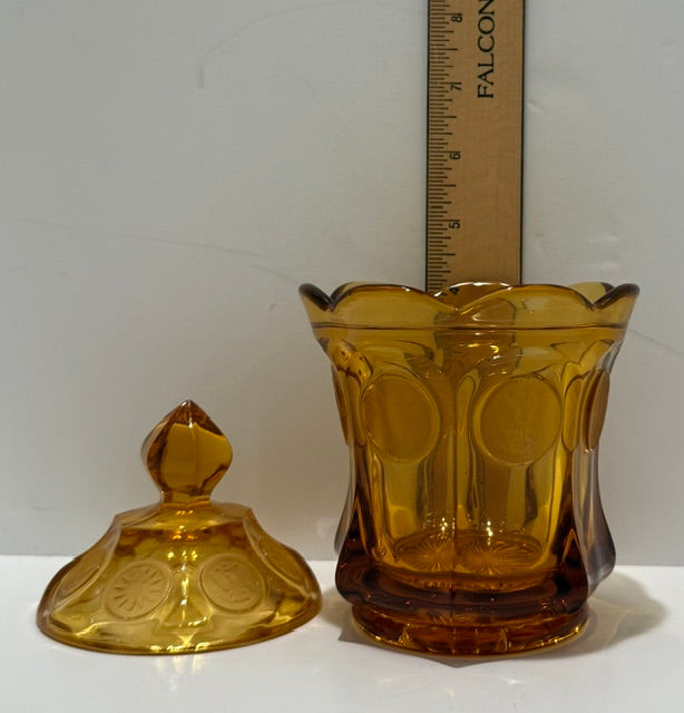 Vintage Fostoria Coin Glass Amber Sugar Bowl