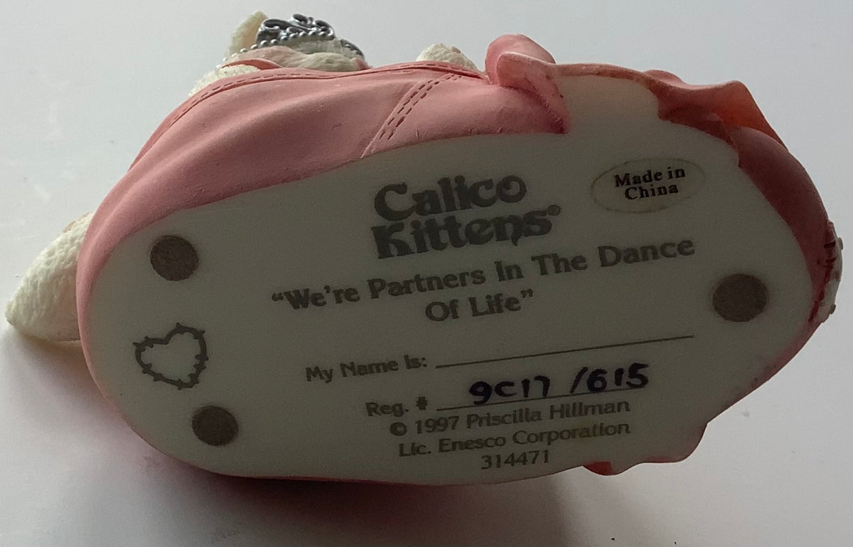 Enesco Calico Kittens Figurines - "We're Partners in the Dance of Life"
