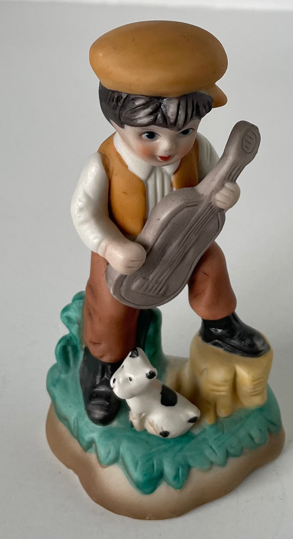 Boy with Guitar & His Dog Figurine Made in Taiwan 1950s