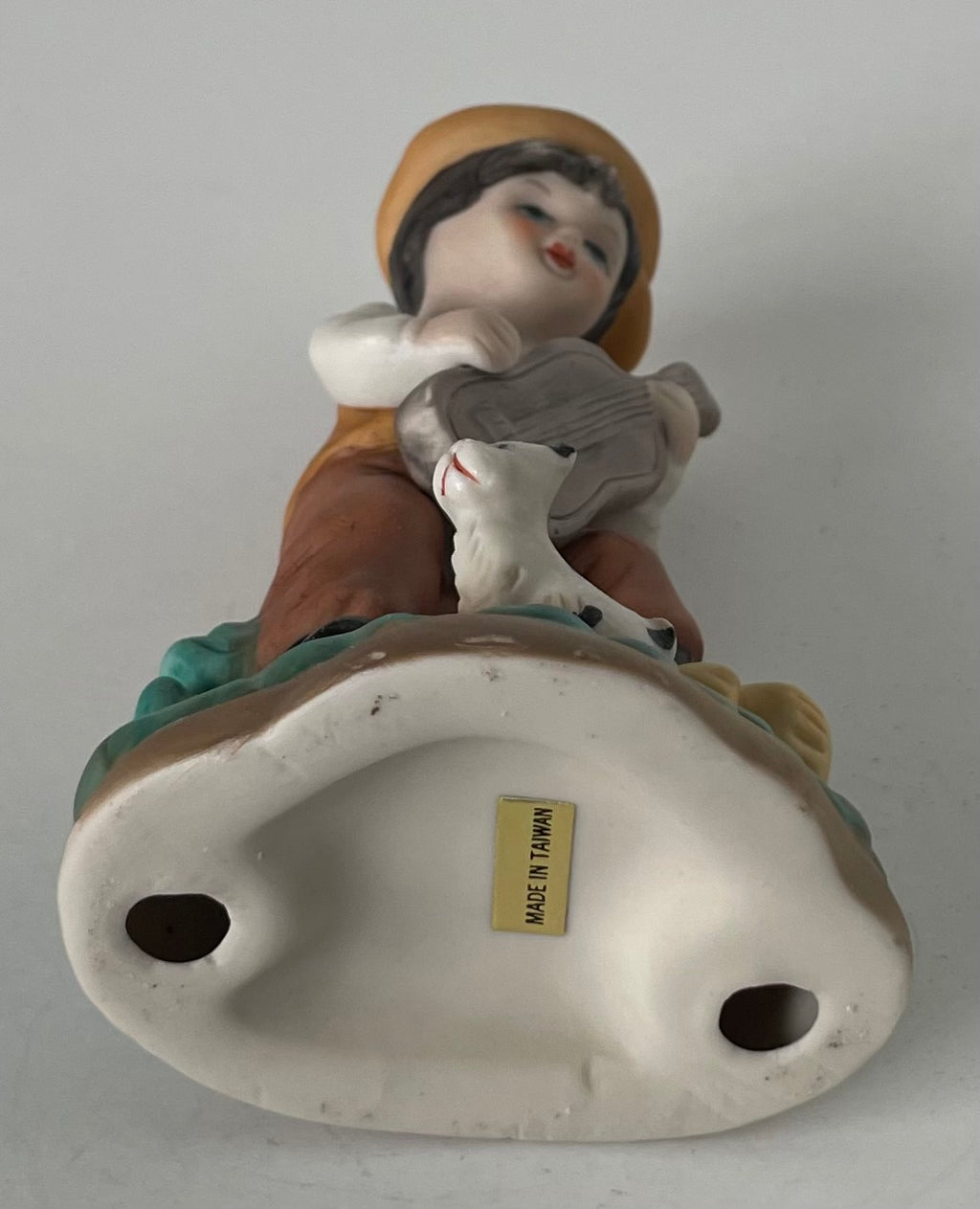 Boy with Guitar & His Dog Figurine Made in Taiwan 1950s
