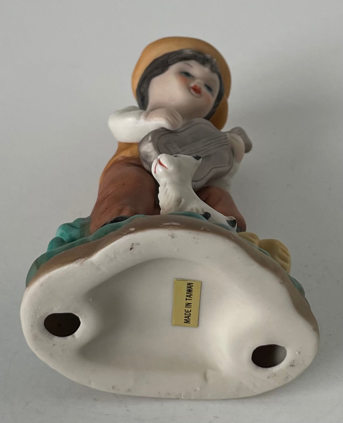Boy with Guitar & His Dog Figurine Made in Taiwan 1950s