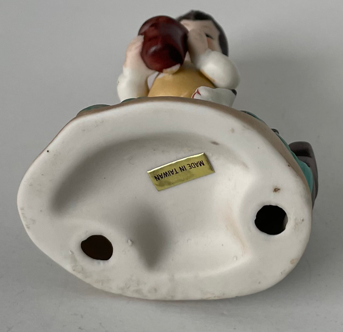 Vintage Napco Hand Painted Bisque Ceramic Boy W Plant & Puppy  Figurine