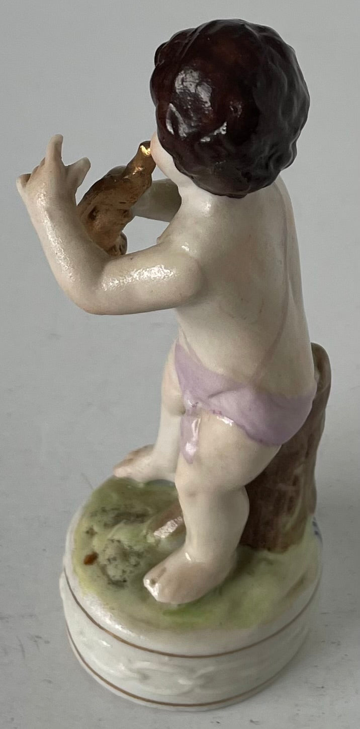 Capodimonte Porcelain Cherub Figurine Playing a Horn