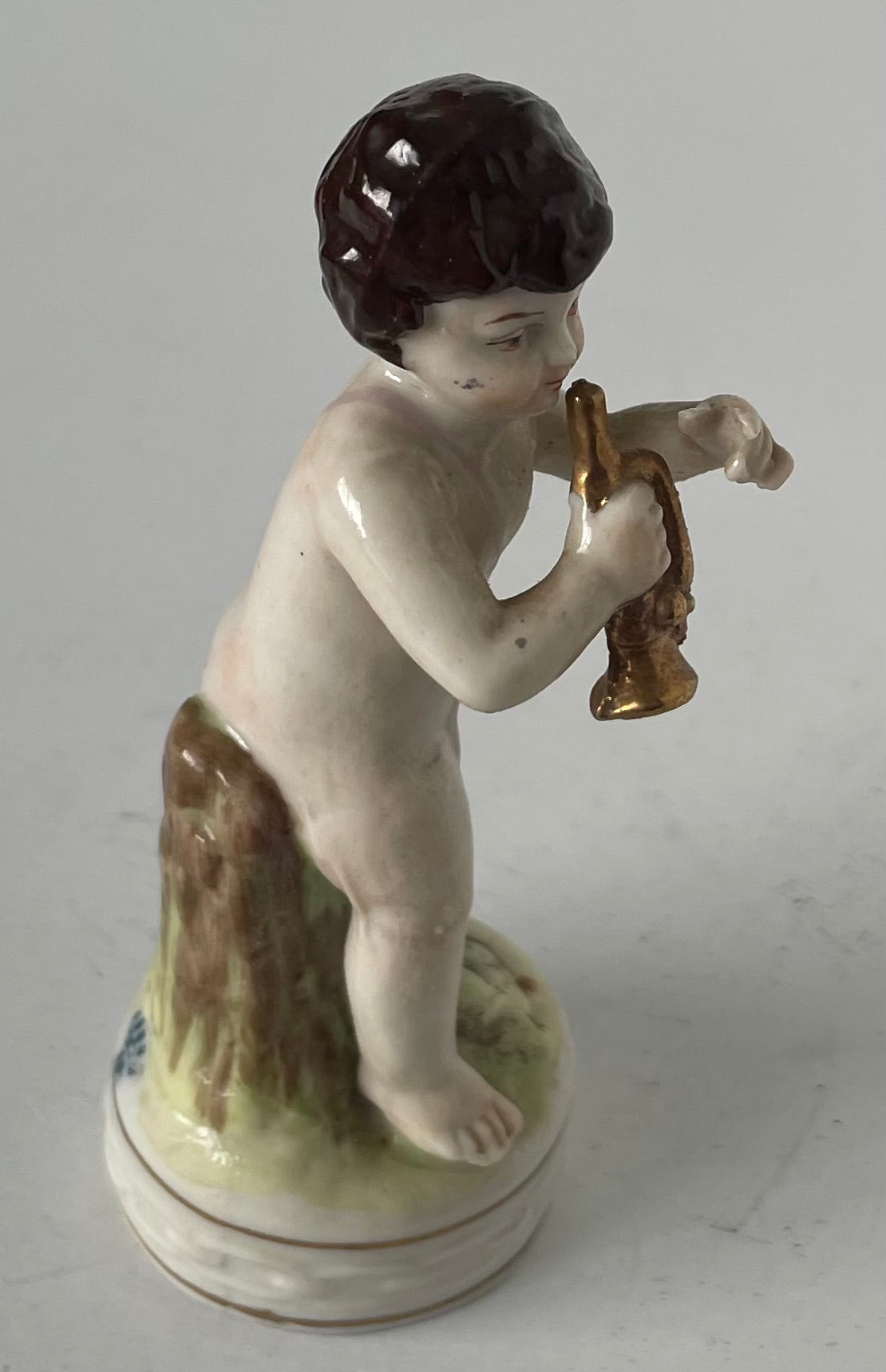 Capodimonte Porcelain Cherub Figurine Playing a Horn