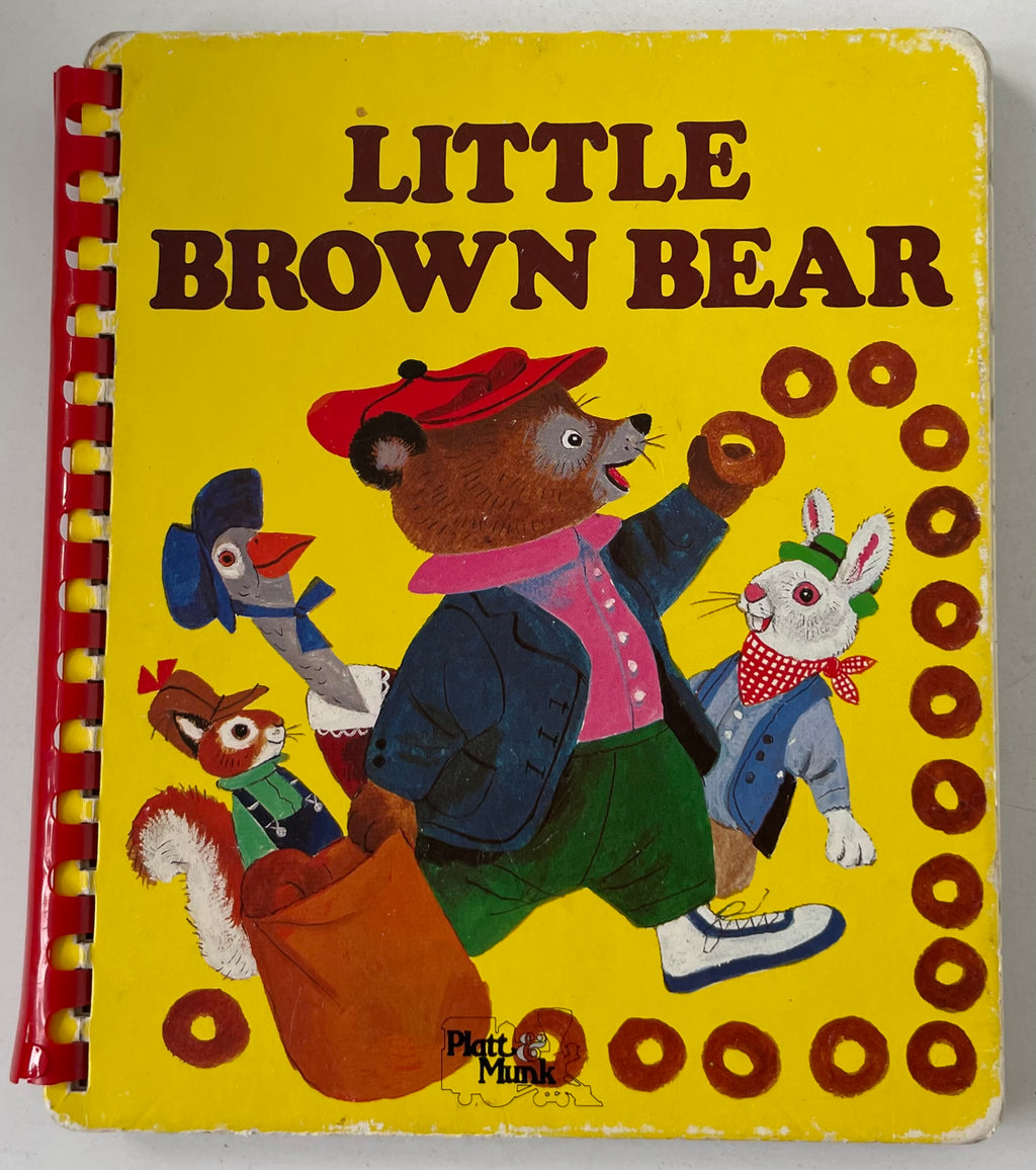 ANTIQUE Kids Book, Teddy Bear Books, Little Brown Bear, Platt & Munk Spiral Book