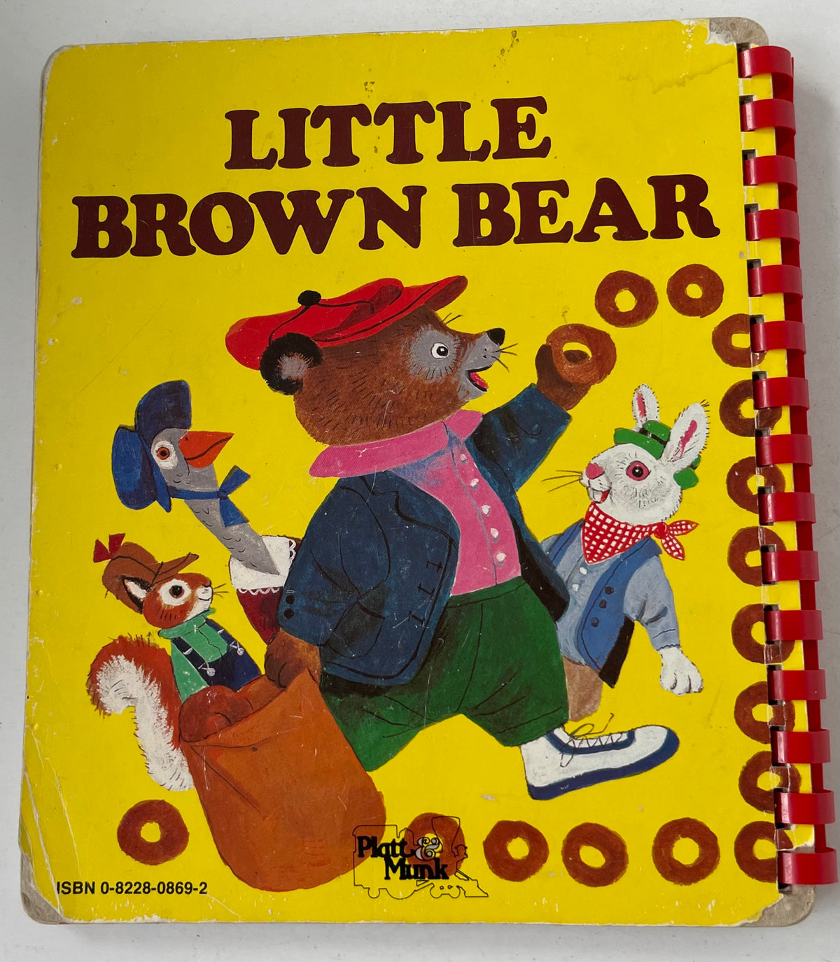 ANTIQUE Kids Book, Teddy Bear Books, Little Brown Bear, Platt & Munk Spiral Book