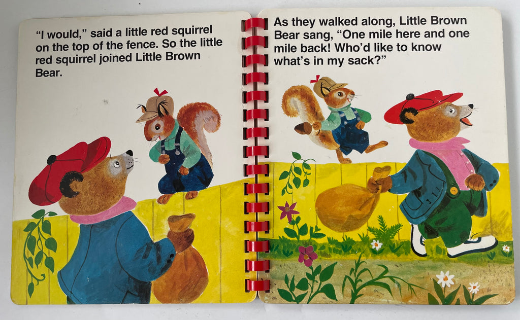 ANTIQUE Kids Book, Teddy Bear Books, Little Brown Bear, Platt & Munk Spiral Book