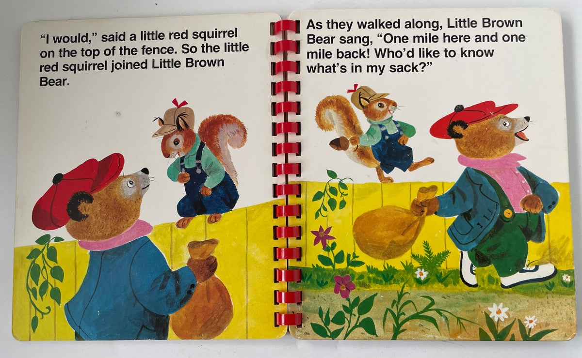 ANTIQUE Kids Book, Teddy Bear Books, Little Brown Bear, Platt & Munk Spiral Book