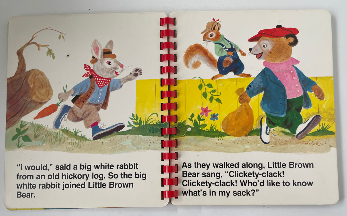 ANTIQUE Kids Book, Teddy Bear Books, Little Brown Bear, Platt & Munk Spiral Book