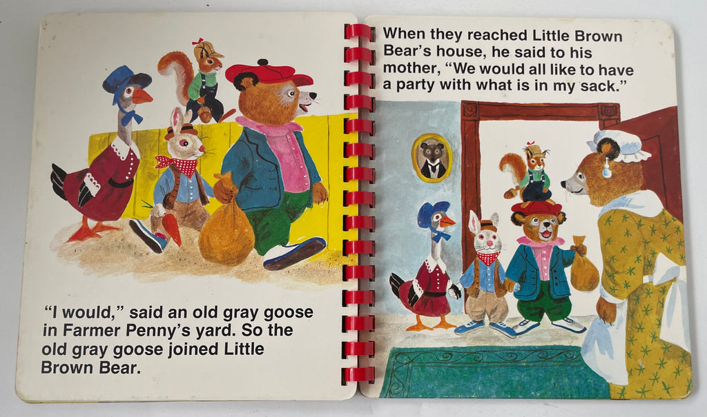 ANTIQUE Kids Book, Teddy Bear Books, Little Brown Bear, Platt & Munk Spiral Book