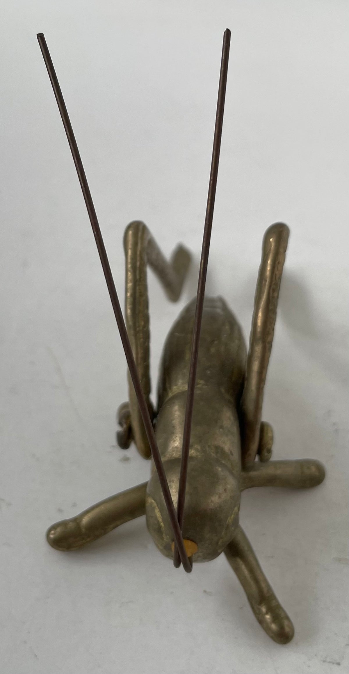 Vintage Brass Bronze Green Patina Articulated Cricket Decorative Figurine