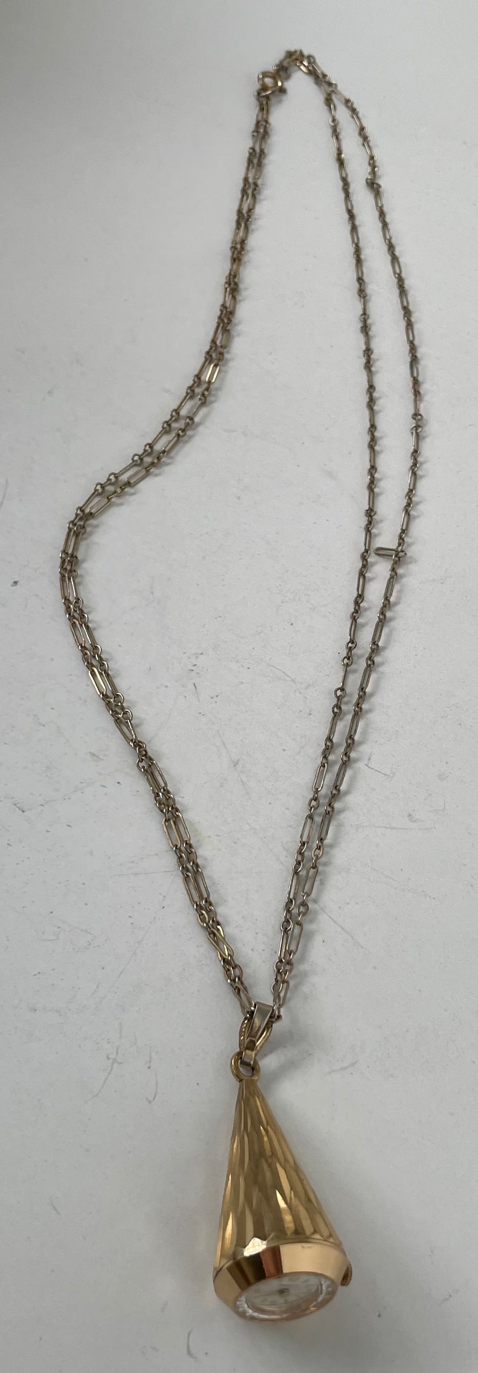 Caravelle Pendant Watch Double Chain Wind-Up Teardrop Shape