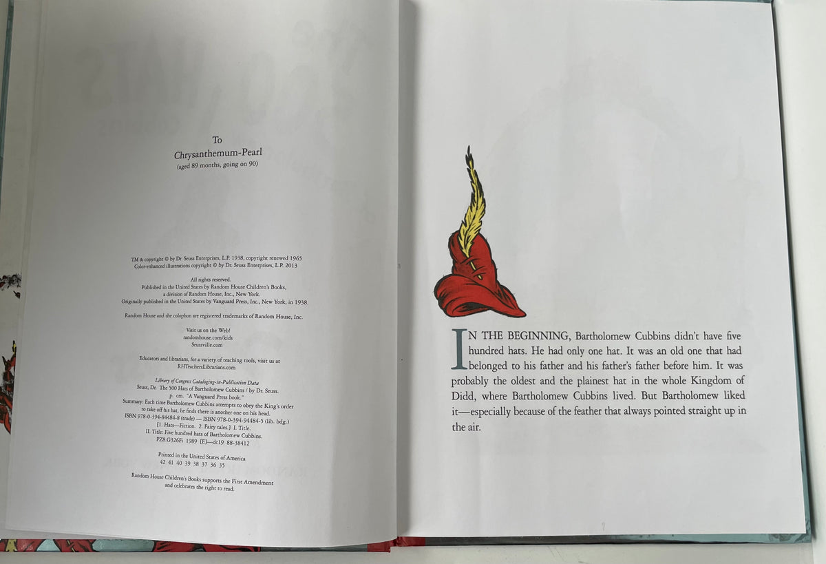 The 500 Hats of Bartholomew Cubbins [Classic Seuss] - Dr. Seuss - Acceptable