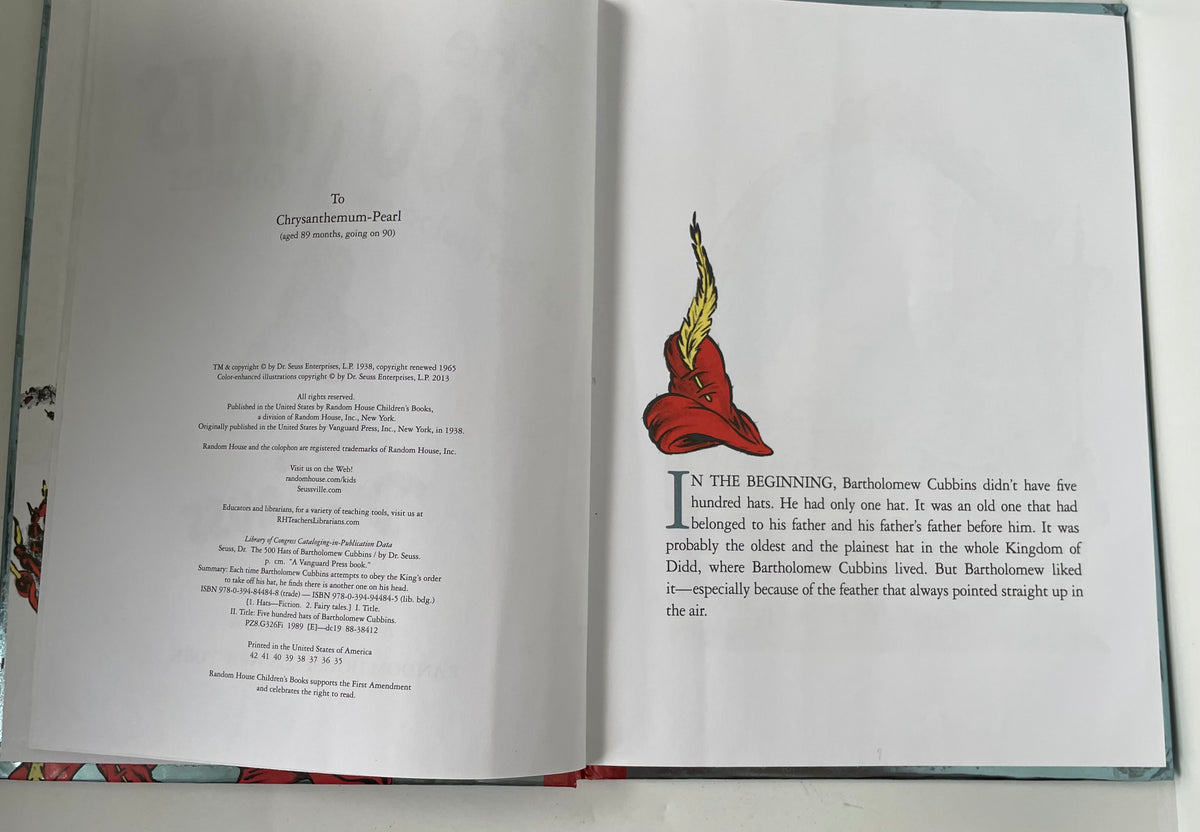 The 500 Hats of Bartholomew Cubbins [Classic Seuss] - Dr. Seuss - Acceptable