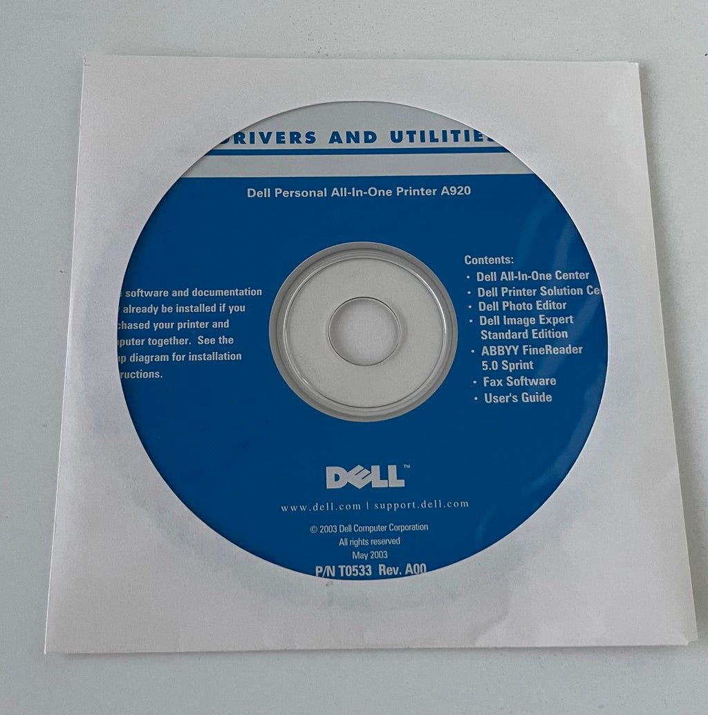 Owner's Manual T0532 & CD for Dell A920 Personal All In One Printer