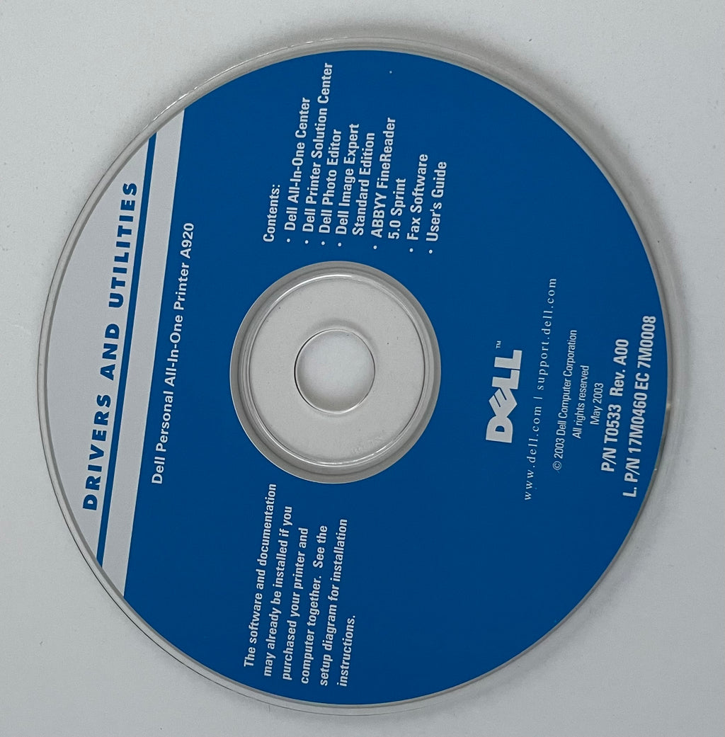 Owner's Manual T0532 & CD for Dell A920 Personal All In One Printer