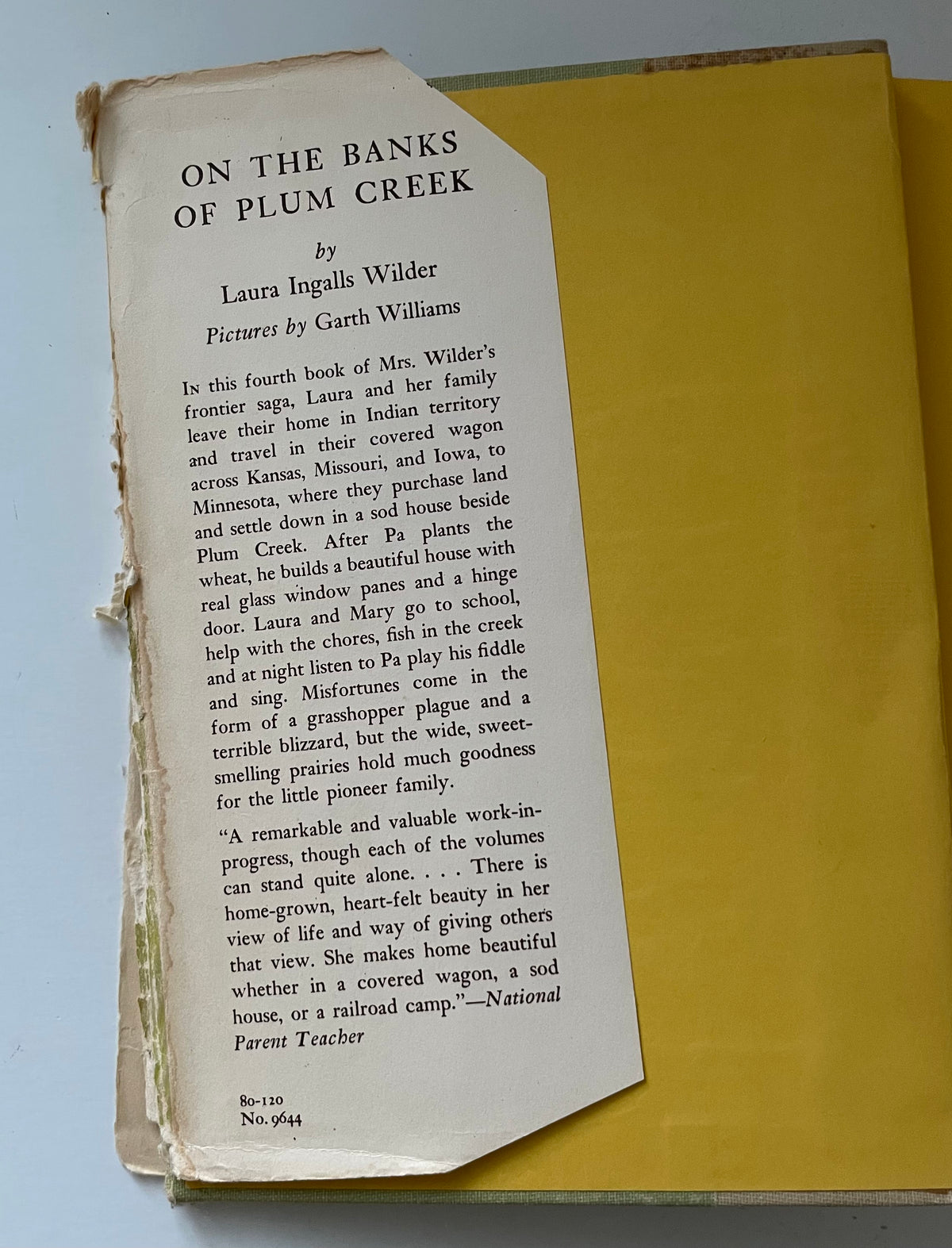 Laura Ingalls Wilder 1953 " On the Banks of Plum Creek" Hardback Book