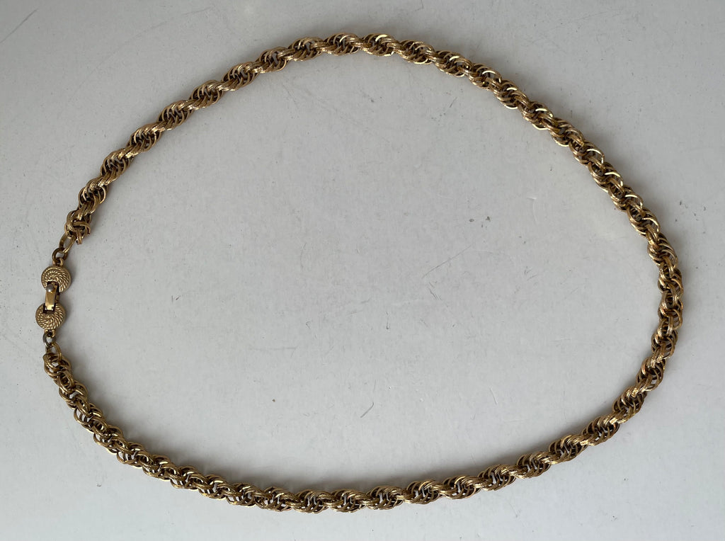 VTG Monet Thick Chunky Rope Chain Unisex Necklace Gold Tone