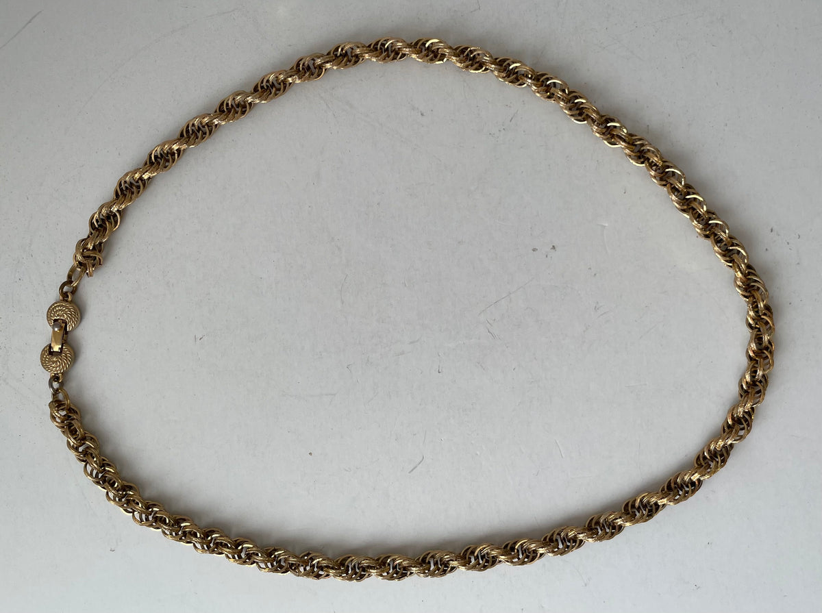 VTG Monet Thick Chunky Rope Chain Unisex Necklace Gold Tone
