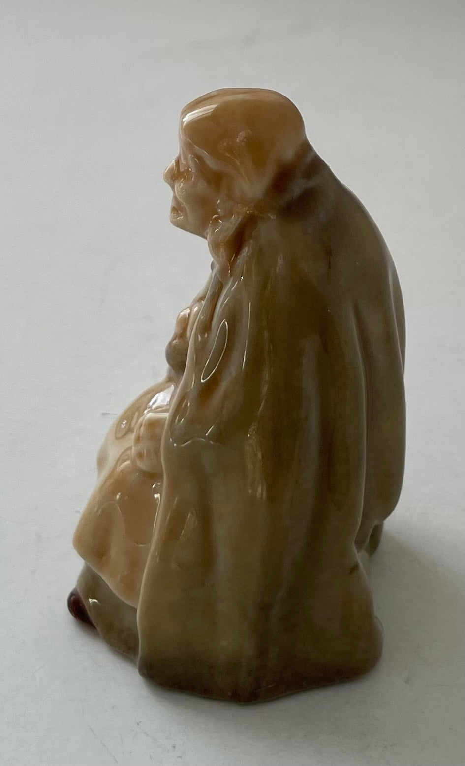 Wade Whimsies Old Lady Figurine Brown Glazed Ceramic Collectible 2.5" Tall