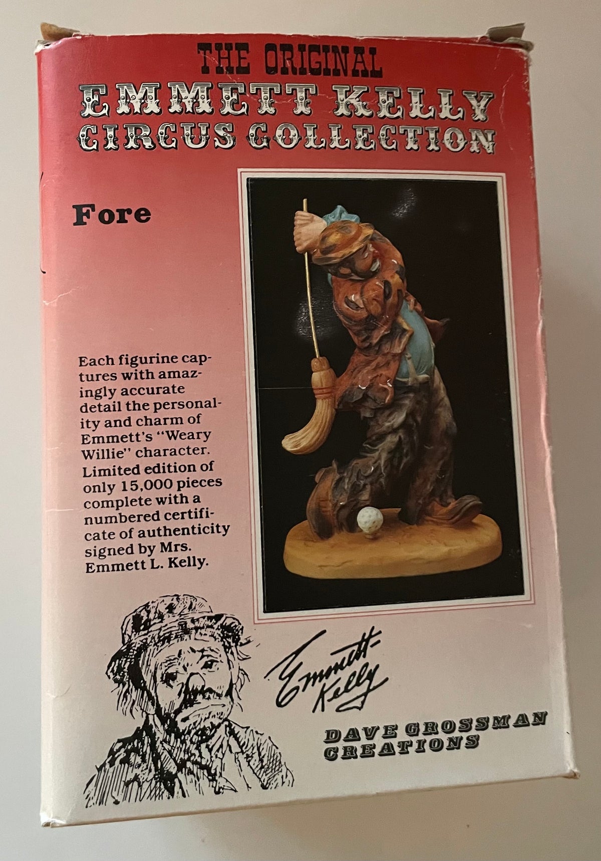 The Original Emmett Kelly Circus Collection Golf “Fore” w/original box. NIB