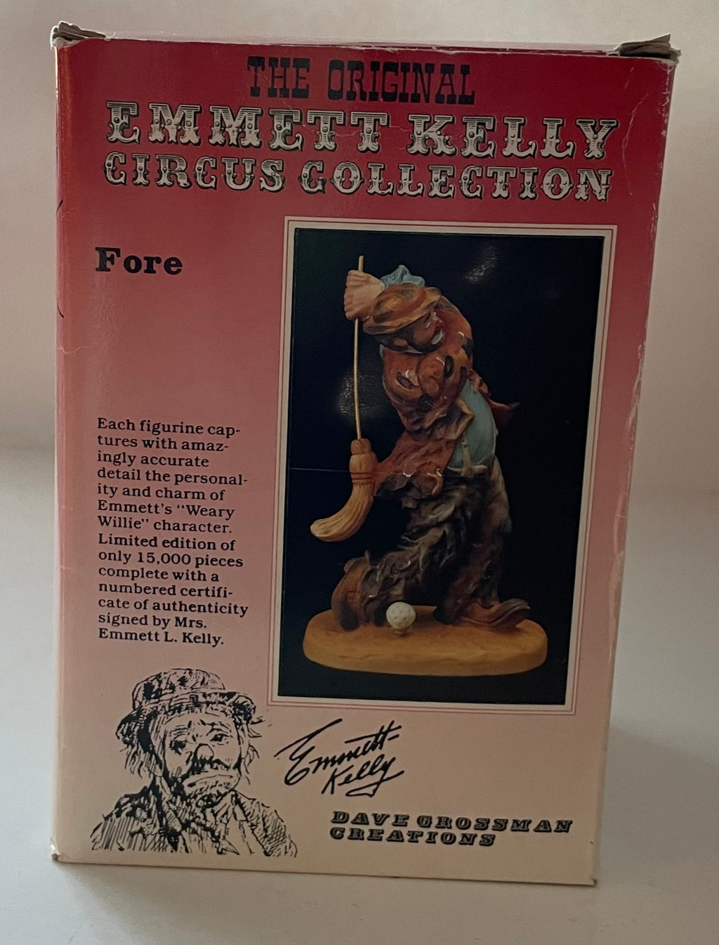 The Original Emmett Kelly Circus Collection Golf “Fore” w/original box. NIB