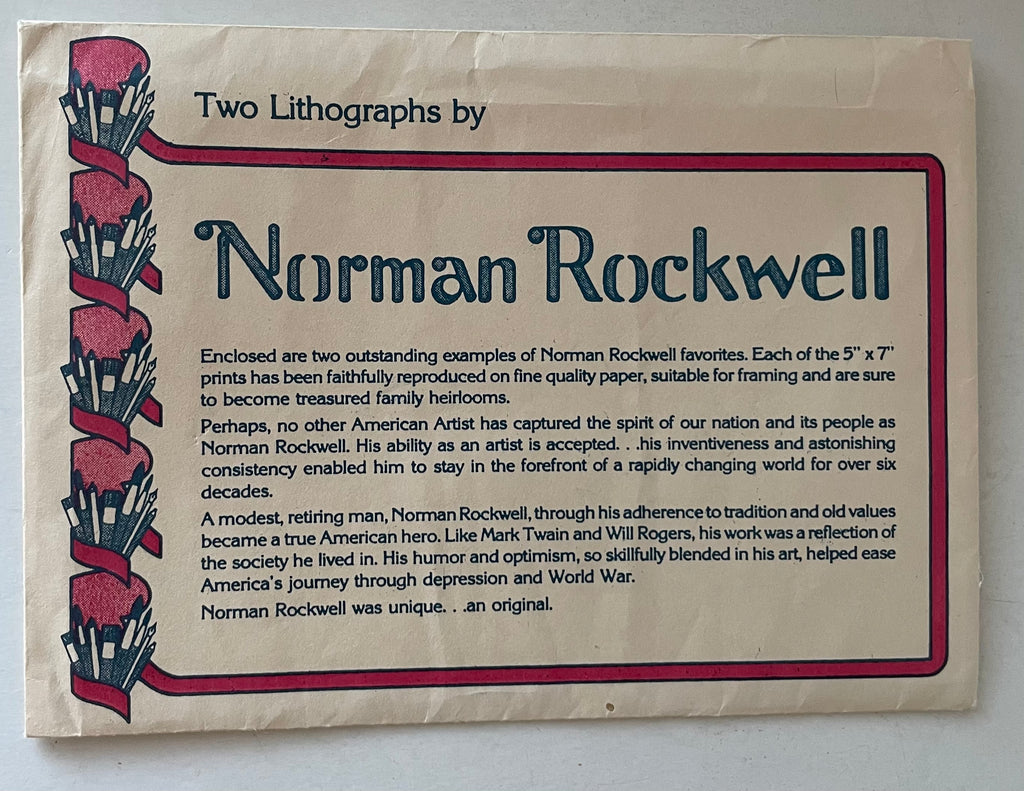 Two Lithographs by Norman Rockwell 5" x 7" Prints with Original Envelope