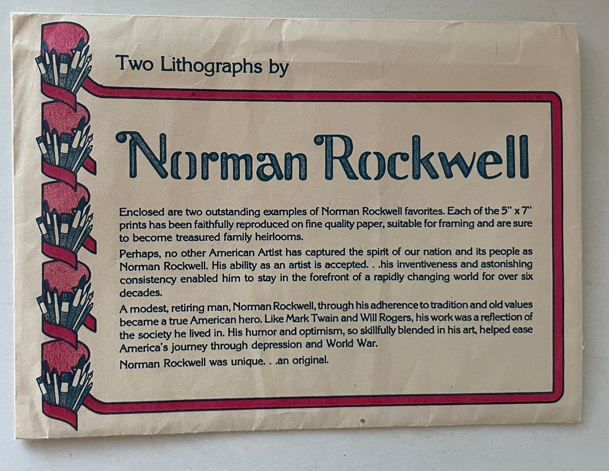 Two Lithographs by Norman Rockwell 5" x 7" Prints with Original Envelope