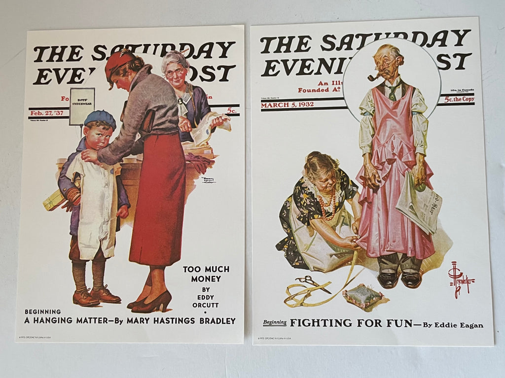Two Lithographs by Norman Rockwell 5" x 7" Prints with Original Envelope