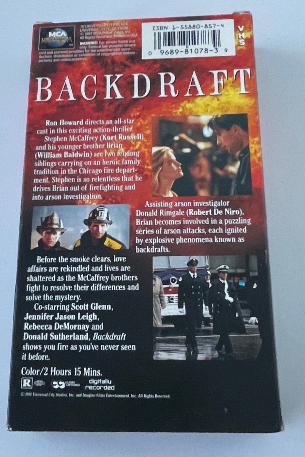 Backdraft VHS Video Tape 1991 Kurt Russell, Robert De Niro, Donald Sutherland