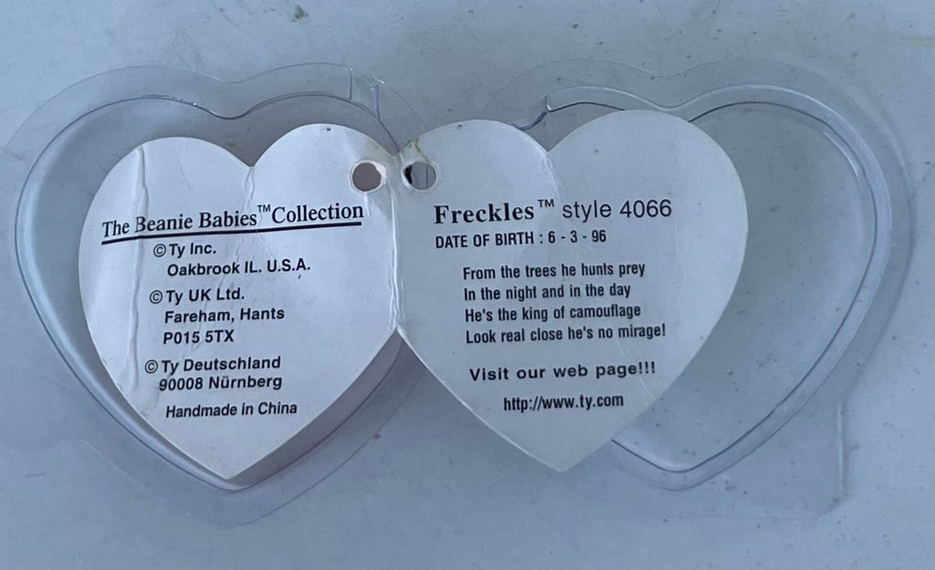 TY Beanie Baby Hang Tag is for Freckles