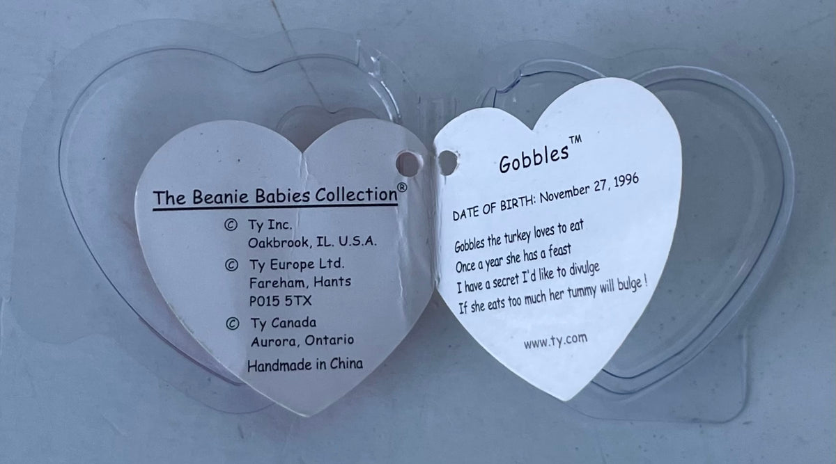 TY Beanie Baby Hang Tag is for Gobble