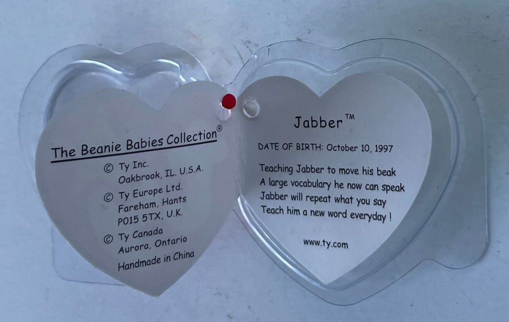 TY Beanie Baby Hang Tag for Jabber