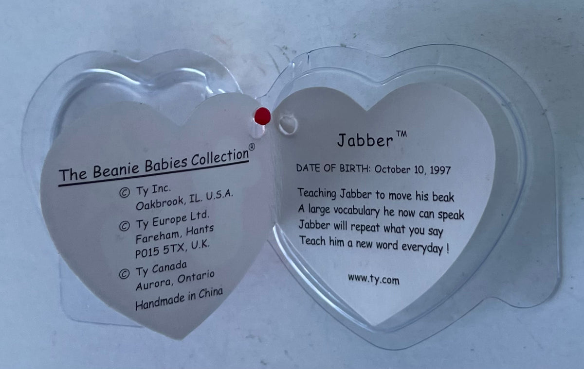 TY Beanie Baby Hang Tag for Jabber