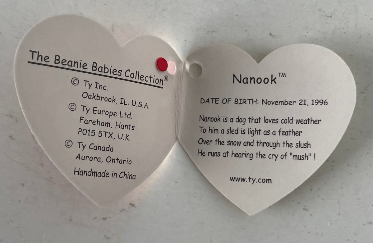 TY Beanie Baby Hang Tag is for Nanook