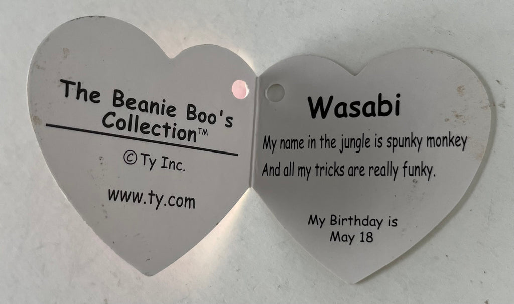 TY Beanie Baby Hang Tag is for Wasabi