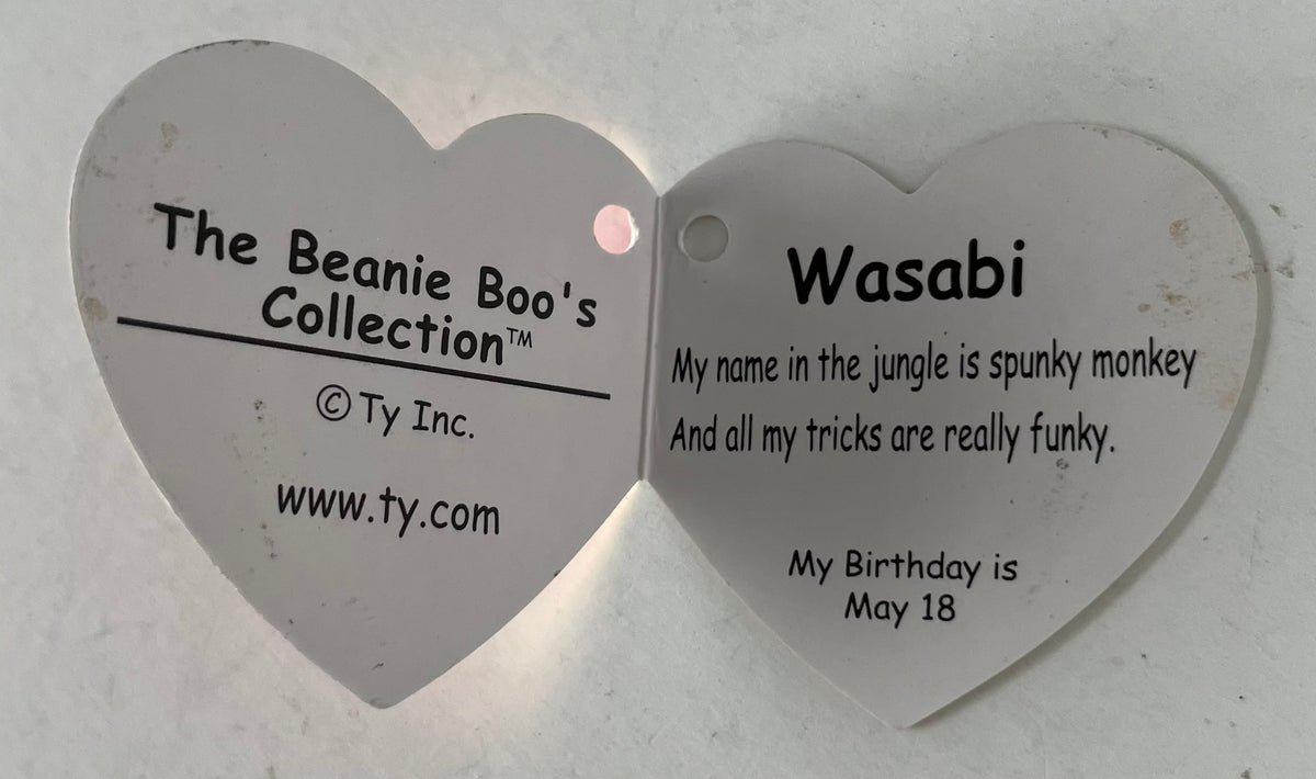 TY Beanie Baby Hang Tag is for Wasabi