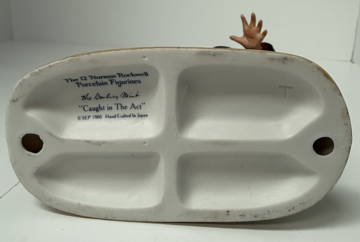 Vtg 1980 Danbury Mint Norman Rockwell "Caught in The Act" Porcelain Figurine EUC