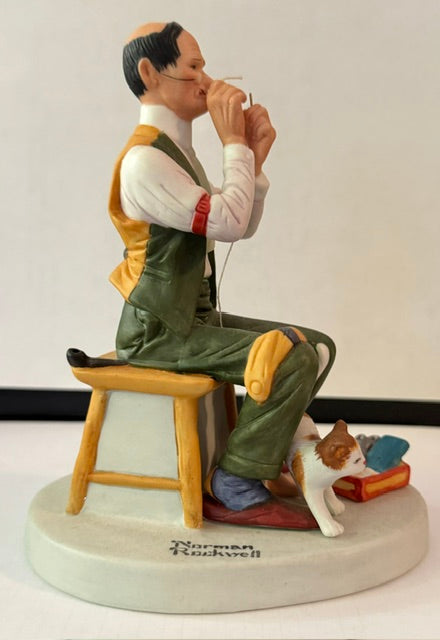 THE 12 NORMAN ROCKWELL Figurines:  "Man Threading a Needle" The Danbury Mint 1980