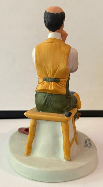 THE 12 NORMAN ROCKWELL Figurines:  "Man Threading a Needle" The Danbury Mint 1980