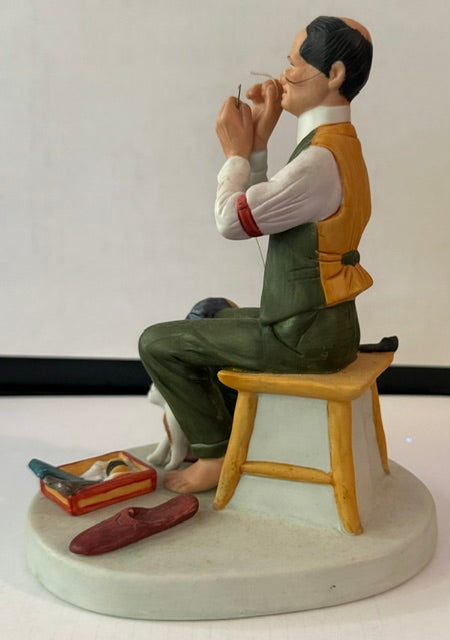 THE 12 NORMAN ROCKWELL Figurines:  "Man Threading a Needle" The Danbury Mint 1980