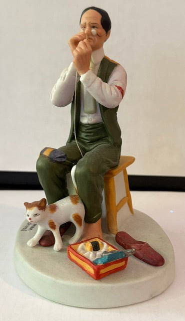 THE 12 NORMAN ROCKWELL Figurines:  "Man Threading a Needle" The Danbury Mint 1980
