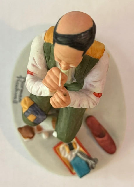 THE 12 NORMAN ROCKWELL Figurines:  "Man Threading a Needle" The Danbury Mint 1980