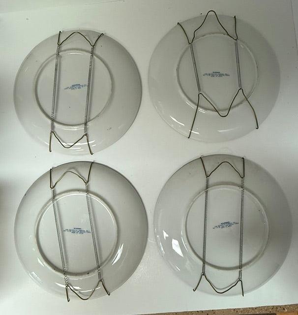 Currier & Ives Plate Set of 4 Old Homestead Winter Series "Backward Stamp"
