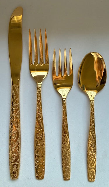Vtg International Silver Americana Golden Heritage 4pc Flatware Place Set