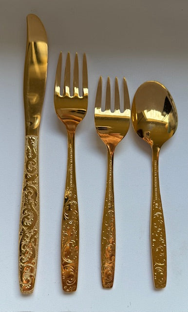 Vtg International Silver Americana Golden Heritage 4pc Flatware Place Set