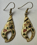 Cloisonne Enamel Clamshell Flower Earrings