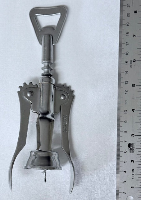 Vintage ITALIAN Solid Brass Winged Corkscrew Wine Bottle Opener MADE IN ITALY