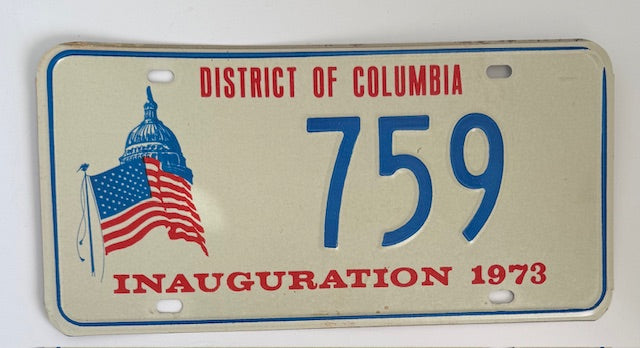 District of Columbia Inaguation 1973 License Plate #759