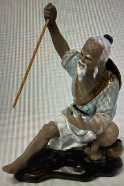 VINTAGE SHIWAN CERAMIC FISHERMAN CHINESE MUDMAN ARTWORK 1960s